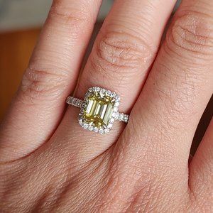 Emerald Cut Moissanite 14K Gold Ring size 5